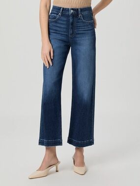 PAIGE Anessa High-Rise Wide-Leg Jeans Dark Blue 28